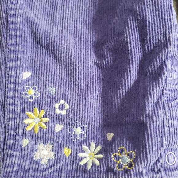 Vintage Sears Embroidered Overalls Floral Purple Corduroy Adjustable Straps 18m - Picture 6 of 8